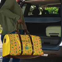 Custom Ghana Football Travel Bag Yellow Adinkra Pattern - Wonder Print Shop