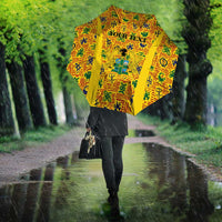 Custom Ghana Football Umbrella Yellow Adinkra Pattern - Wonder Print Shop