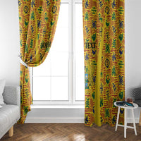 Custom Ghana Football Window Curtain Yellow Adinkra Pattern - Wonder Print Shop