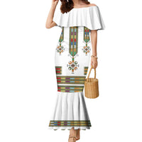 Ethiopian Traditional Habesha Costume Family Matching Mermaid Dress and Hawaiian Shirt Cross With Tilet Pattern