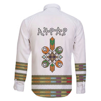 Ethiopian Traditional Habesha Costume Family Matching Off The Shoulder Long Sleeve Dress and Hawaiian Shirt Cross With Tilet Pattern