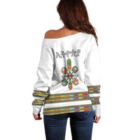 Ethiopian Traditional Habesha Costume Off Shoulder Sweater Cross With Tilet Pattern