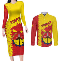Tigray Region Couples Matching Long Sleeve Bodycon Dress and Long Sleeve Button Shirt Tigray Emblem With Flag Map
