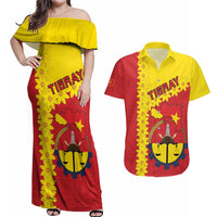 Tigray Region Couples Matching Off Shoulder Maxi Dress and Hawaiian Shirt Tigray Emblem With Flag Map