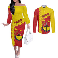 Tigray Region Couples Matching Off The Shoulder Long Sleeve Dress and Long Sleeve Button Shirt Tigray Emblem With Flag Map