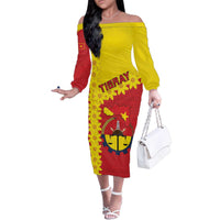 Tigray Region Family Matching Off The Shoulder Long Sleeve Dress and Hawaiian Shirt Tigray Emblem With Flag Map