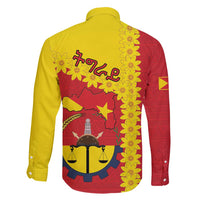 Tigray Region Family Matching Off Shoulder Short Dress and Hawaiian Shirt Tigray Emblem With Flag Map