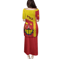Tigray Region Family Matching Puletasi and Hawaiian Shirt Tigray Emblem With Flag Map
