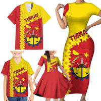 Tigray Region Family Matching Short Sleeve Bodycon Dress and Hawaiian Shirt Tigray Emblem With Flag Map