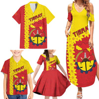 Tigray Region Family Matching Summer Maxi Dress and Hawaiian Shirt Tigray Emblem With Flag Map