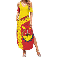 Tigray Region Family Matching Summer Maxi Dress and Hawaiian Shirt Tigray Emblem With Flag Map
