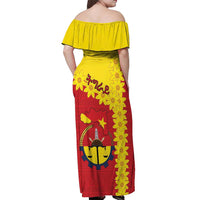 Tigray Region Off Shoulder Maxi Dress Tigray Emblem With Flag Map