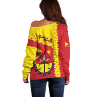 Tigray Region Off Shoulder Sweater Tigray Emblem With Flag Map