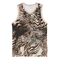 African Safari Zebra Leopard Swirl Pattern Basketball Jersey
