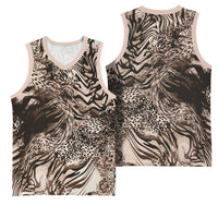 African Safari Zebra Leopard Swirl Pattern Basketball Jersey