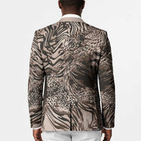 African Safari Zebra Leopard Swirl Pattern Blazer