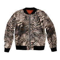 African Safari Zebra Leopard Swirl Pattern Bomber Jacket