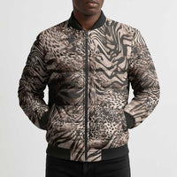 African Safari Zebra Leopard Swirl Pattern Bomber Puffer Jacket