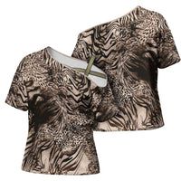 African Safari Zebra Leopard Swirl Pattern Cross Shoulder Shirt