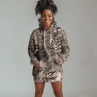 African Safari Zebra Leopard Swirl Pattern Hoodie Dress