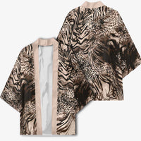 African Safari Zebra Leopard Swirl Pattern Kimono