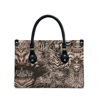 African Safari Zebra Leopard Swirl Pattern Leather Bag