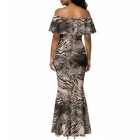 African Safari Zebra Leopard Swirl Pattern Mermaid Dress
