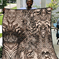 African Safari Zebra Leopard Swirl Pattern Quilt