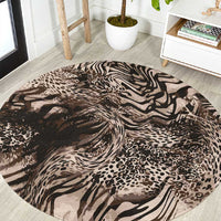 African Safari Zebra Leopard Swirl Pattern Round Carpet
