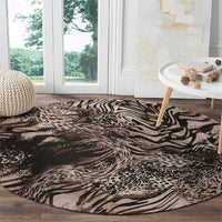 African Safari Zebra Leopard Swirl Pattern Round Carpet
