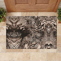 African Safari Zebra Leopard Swirl Pattern Rubber Doormat