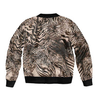 African Safari Zebra Leopard Swirl Pattern Sleeve Zip Bomber Jacket