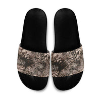 African Safari Zebra Leopard Swirl Pattern Slide Sandals