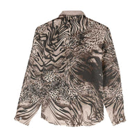 African Safari Zebra Leopard Swirl Pattern Women Casual Shirt