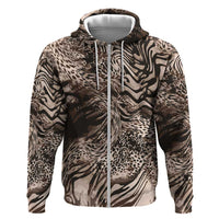 African Safari Zebra Leopard Swirl Pattern Zip Hoodie