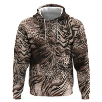 African Safari Zebra Leopard Swirl Pattern Zip Hoodie