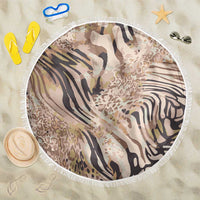 African Zebra Leopard Pattern Beach Blanket Sand Taupe Beige