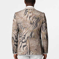 African Zebra Leopard Pattern Blazer Sand Taupe Beige