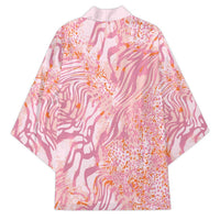 African Zebra Leopard Pattern Kimono Blush Savannah