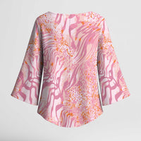 African Zebra Leopard Pattern Kimono Sleeve Blouse Blush Savannah