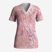 African Zebra Leopard Pattern Scrub Top Blush Savannah