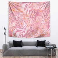 African Zebra Leopard Pattern Tapestry Blush Savannah
