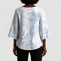 African Zebra Leopard Pattern Kimono Sleeve Blouse Sky Savannah
