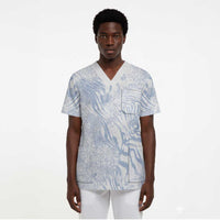 African Zebra Leopard Pattern Scrub Top Sky Savannah