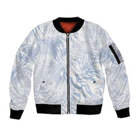 African Zebra Leopard Pattern Sleeve Zip Bomber Jacket Sky Savannah