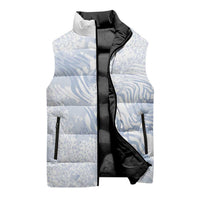 African Zebra Leopard Pattern Sleeveless Puffer Jacket Sky Savannah