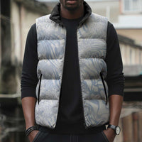 African Zebra Leopard Pattern Sleeveless Puffer Jacket Sky Savannah