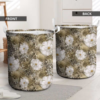 African Leopard Floral Pattern Laundry Basket Sahara Pearl
