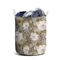 African Leopard Floral Pattern Laundry Basket Sahara Pearl