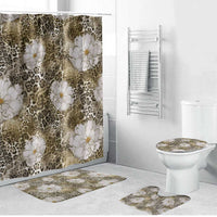 African Leopard Floral Pattern Bathroom Set Sahara Pearl